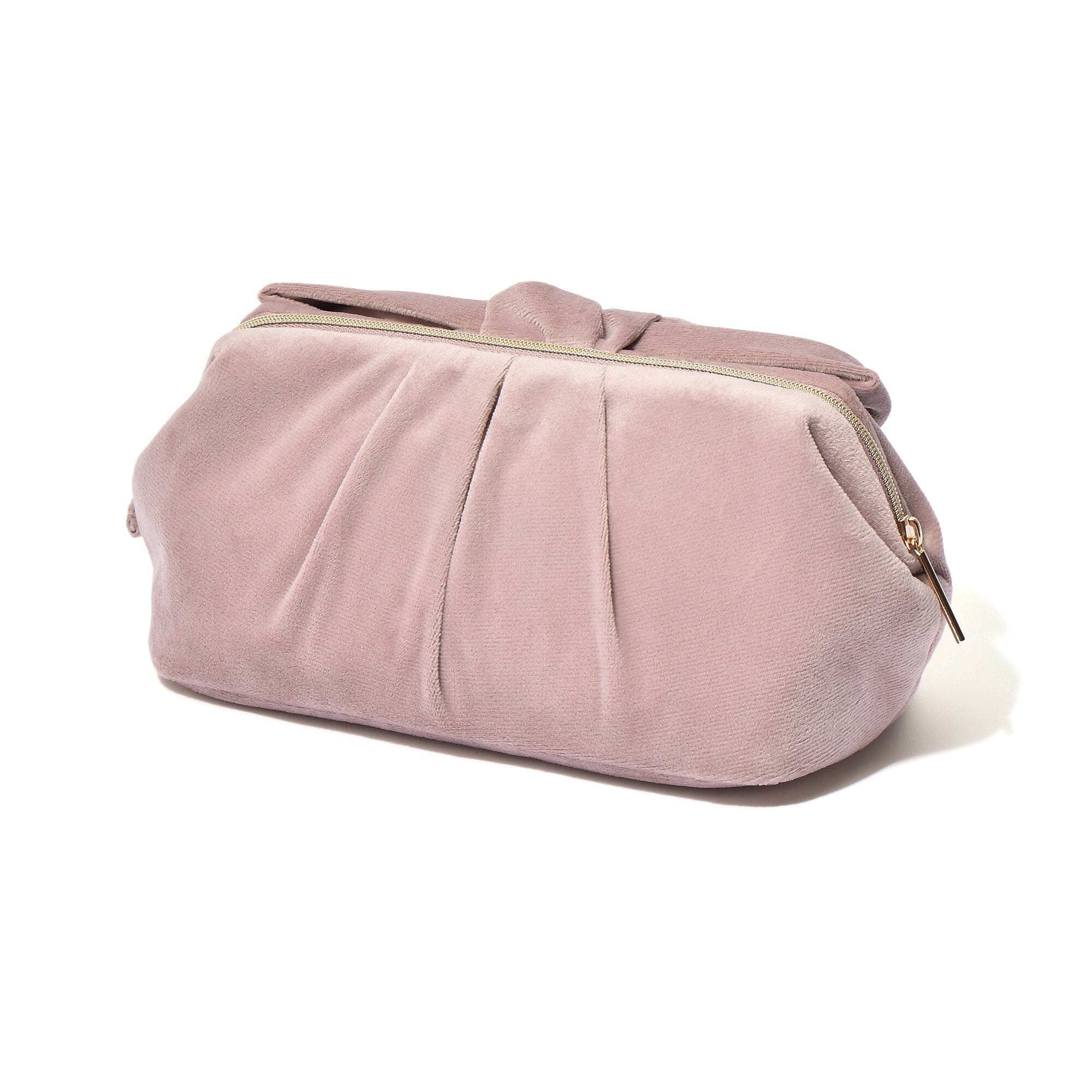 Velour Ribbon Wire Pouch Pink