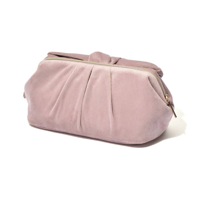 Velour Ribbon Wire Pouch Pink