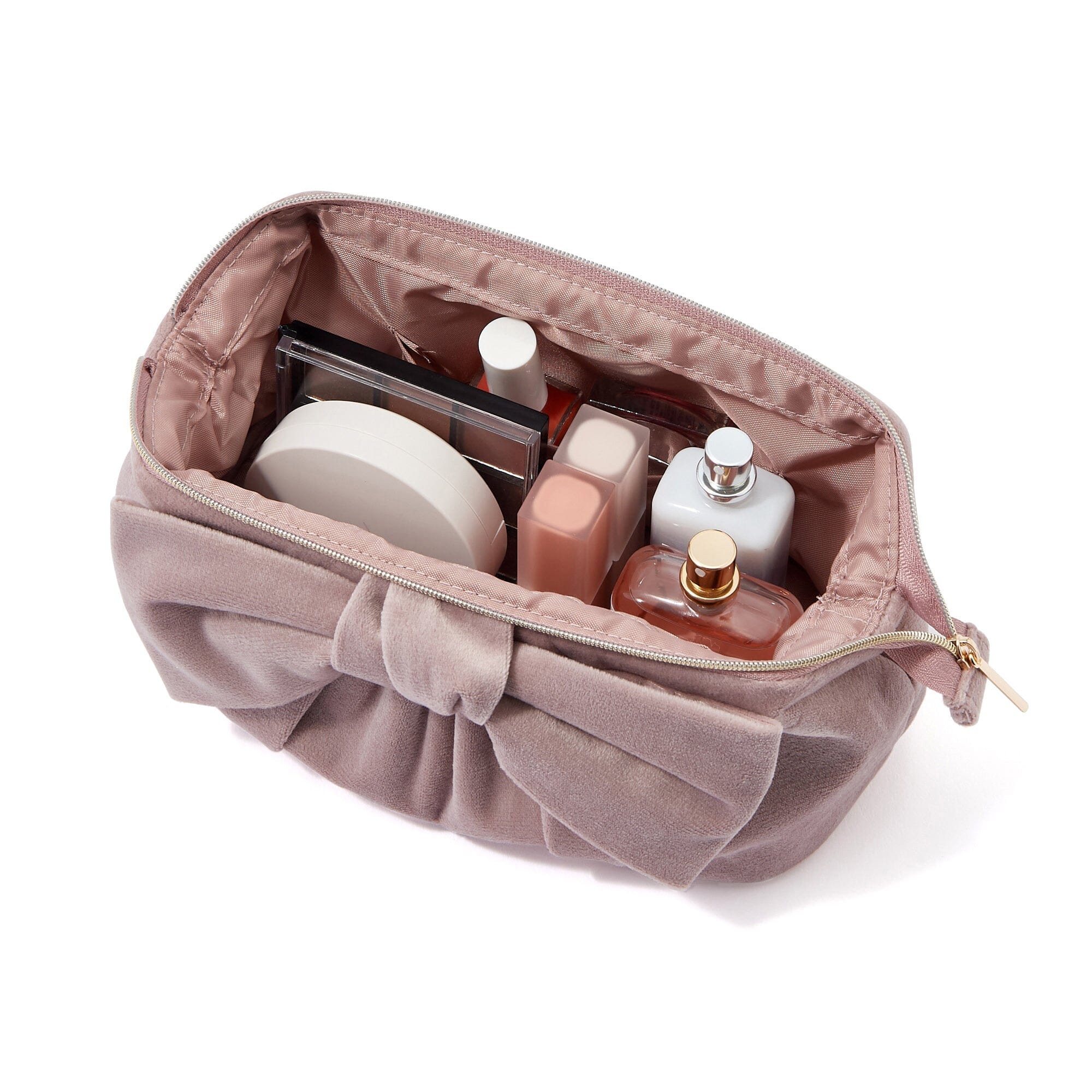 Velour Ribbon Wire Pouch Pink