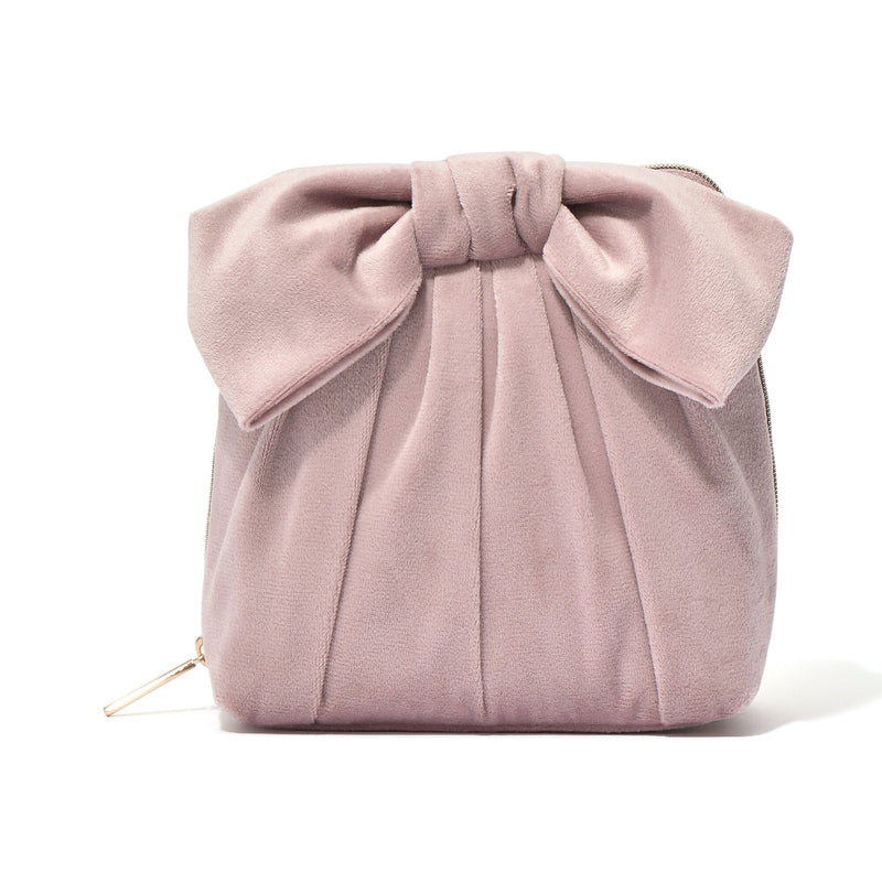 Velour Ribbon Stand Pouch Pink