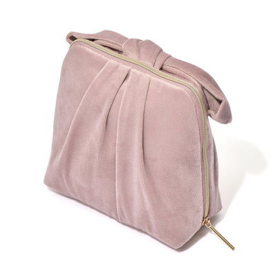 Velour Ribbon Stand Pouch Pink