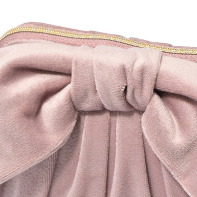 Velour Ribbon Stand Pouch Pink