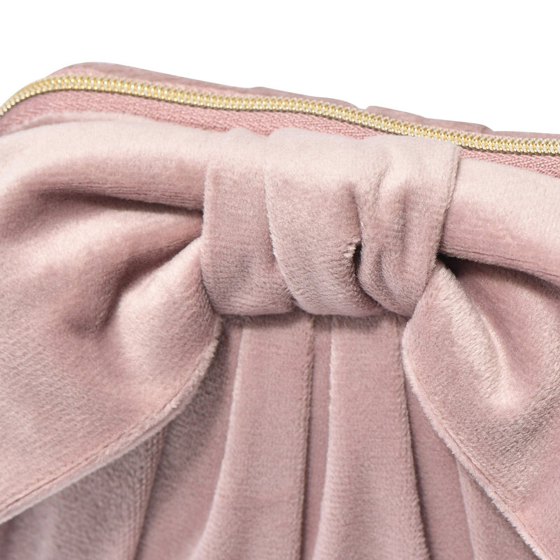 Velour Ribbon Stand Pouch Pink