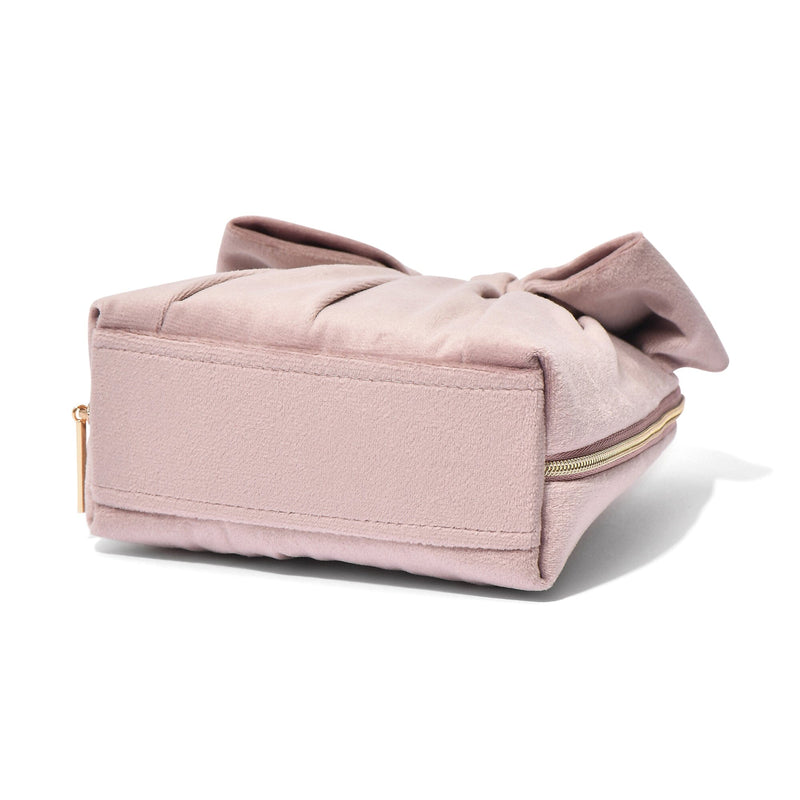 Velour Ribbon Stand Pouch Pink