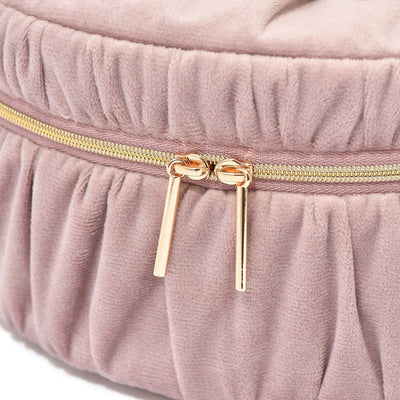 Velour Ribbon Vanity Pouch Small Pink