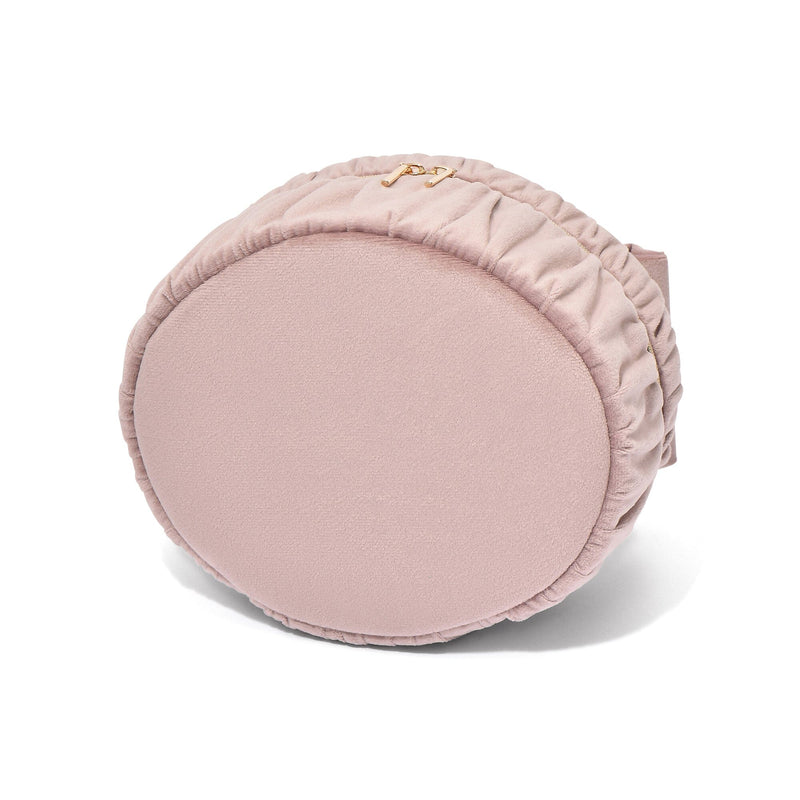 Velour Ribbon Vanity Pouch Small Pink