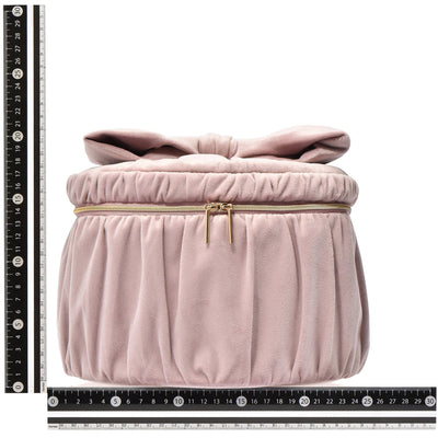 Velour Ribbon Vanity Pouch Large Pink