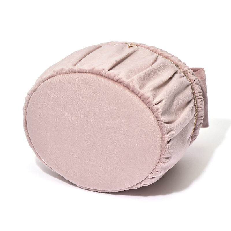 Velour Ribbon Vanity Pouch Large Pink