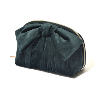 Velour Ribbon Pouch Small Green
