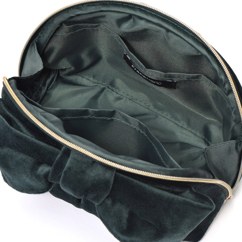 Velour Ribbon Pouch Small Green