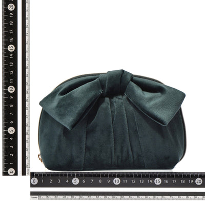Velour Ribbon Pouch Small Green