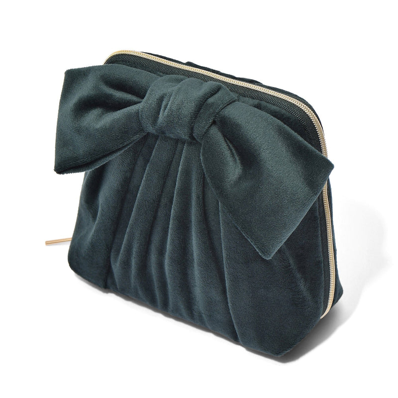 Velour Ribbon Stand Pouch Green