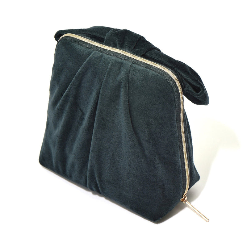 Velour Ribbon Stand Pouch Green