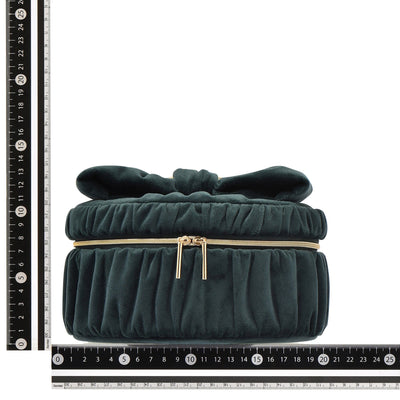 Velour Ribbon Vanity Pouch Small Green