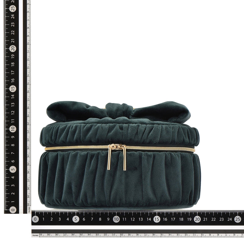 Velour Ribbon Vanity Pouch Small Green