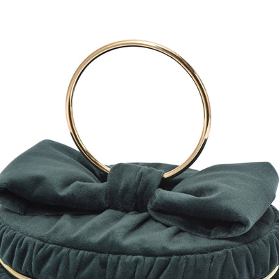 Velour Ribbon Vanity Pouch Small Green
