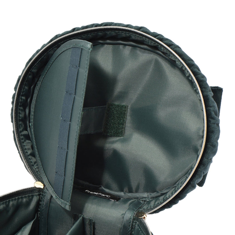 Velour Ribbon Vanity Pouch Small Green