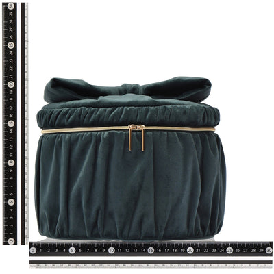 Velour Ribbon Vanity Pouch Large Green