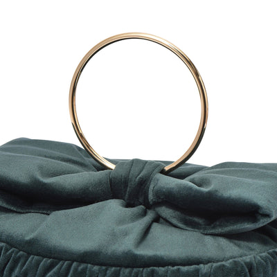 Velour Ribbon Vanity Pouch Large Green