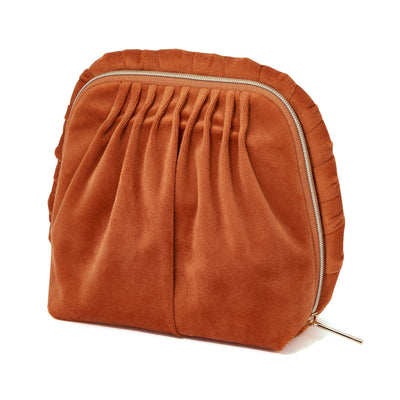 Velour Pleat Stand Pouch Orange