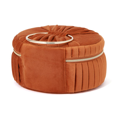 Velour Pleat Vanity Pouch Small Orange
