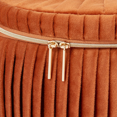 天鵝絨褶皺化妝包 大號 橙色