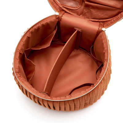 天鵝絨褶皺化妝包 大號 橙色