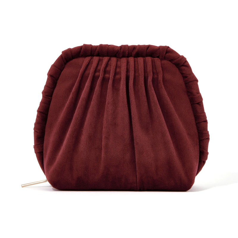 Velour Pleat Stand Pouch Wine