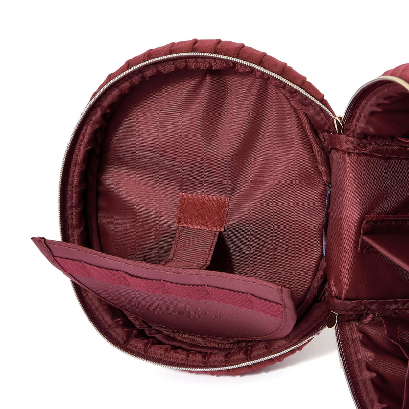 Velour Pleat Vanity Pouch Small Wine