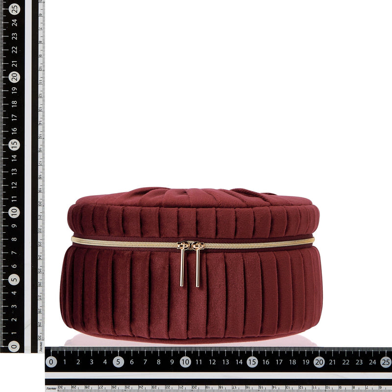 Velour Pleat Vanity Pouch Small Wine