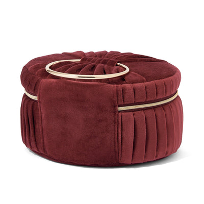 Velour Pleat Vanity Pouch Small Wine