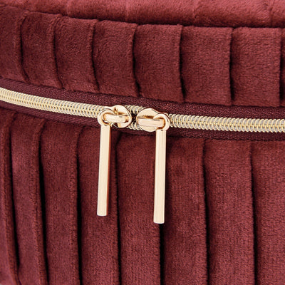 Velour Pleat Vanity Pouch Small Wine