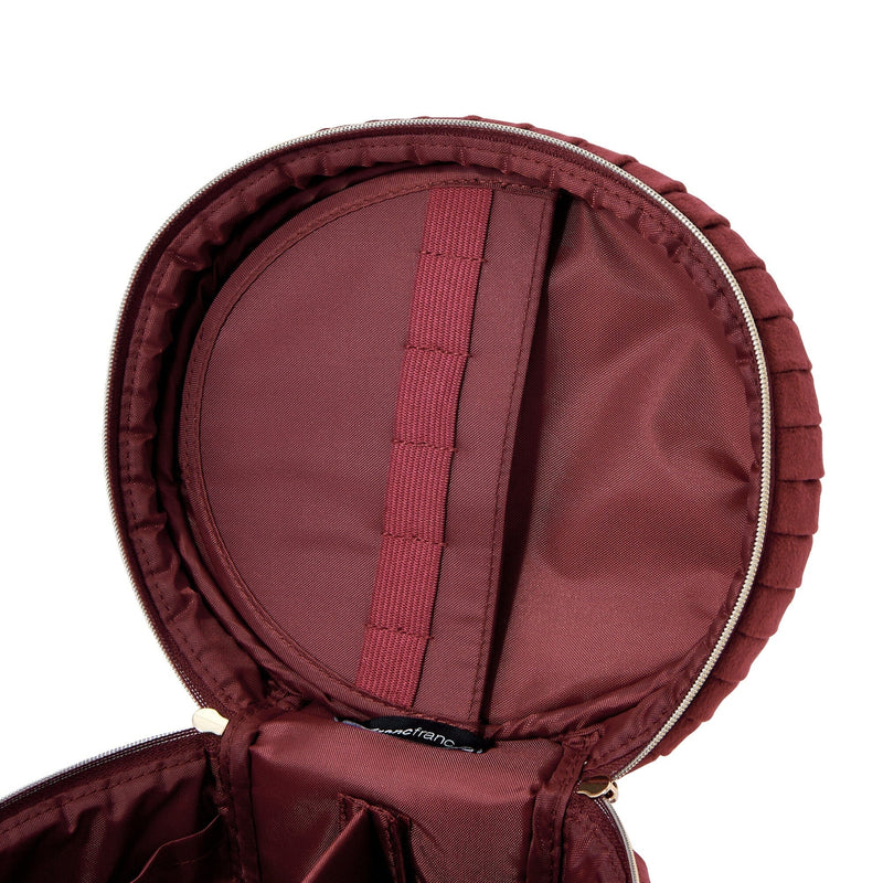 Velour Pleat Vanity Pouch Small Wine