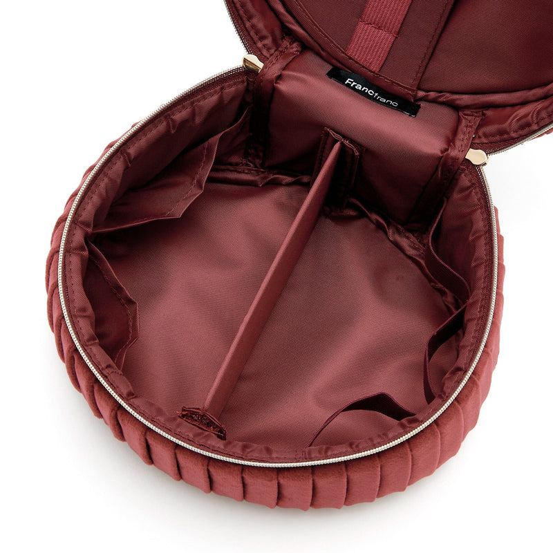 Velour Pleat Vanity Pouch Small Wine