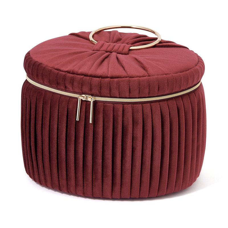 Velour Pleat Vanity Pouch Large Wine