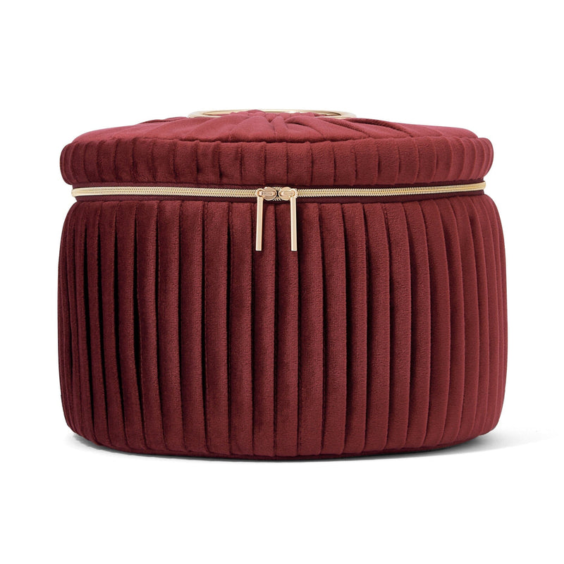 Velour Pleat Vanity Pouch Large Wine