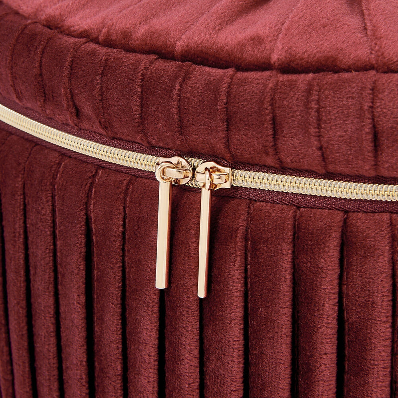 Velour Pleat Vanity Pouch Large Wine