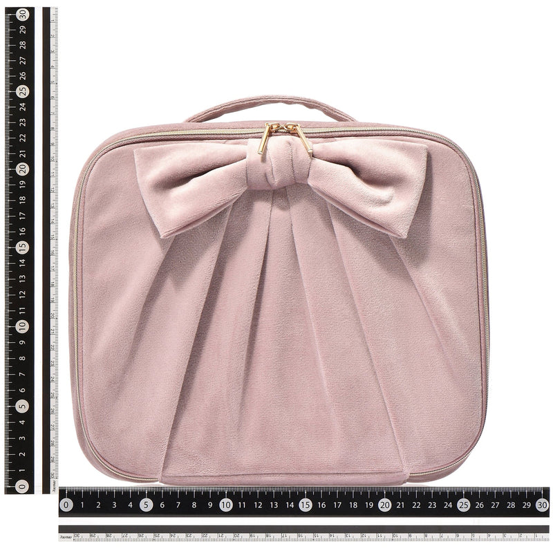 Velour Ribbon Makeup Bag Pink