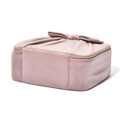 Velour Ribbon Makeup Bag Pink
