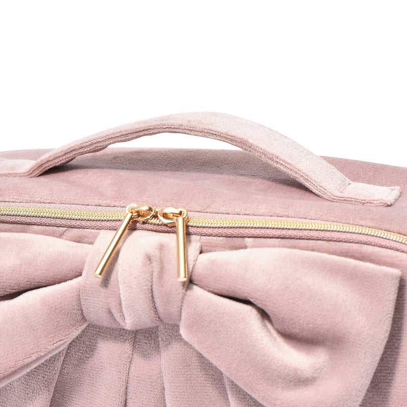 Velour Ribbon Makeup Bag Pink
