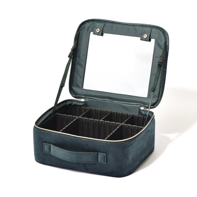 Velour Ribbon Makeup Bag Green