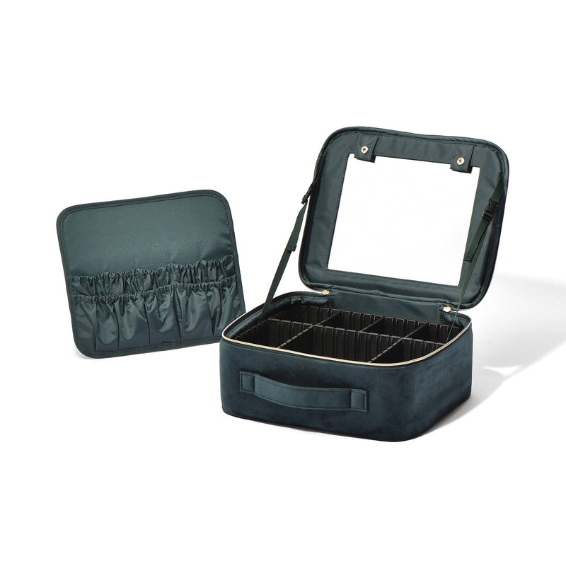 Velour Ribbon Makeup Bag Green
