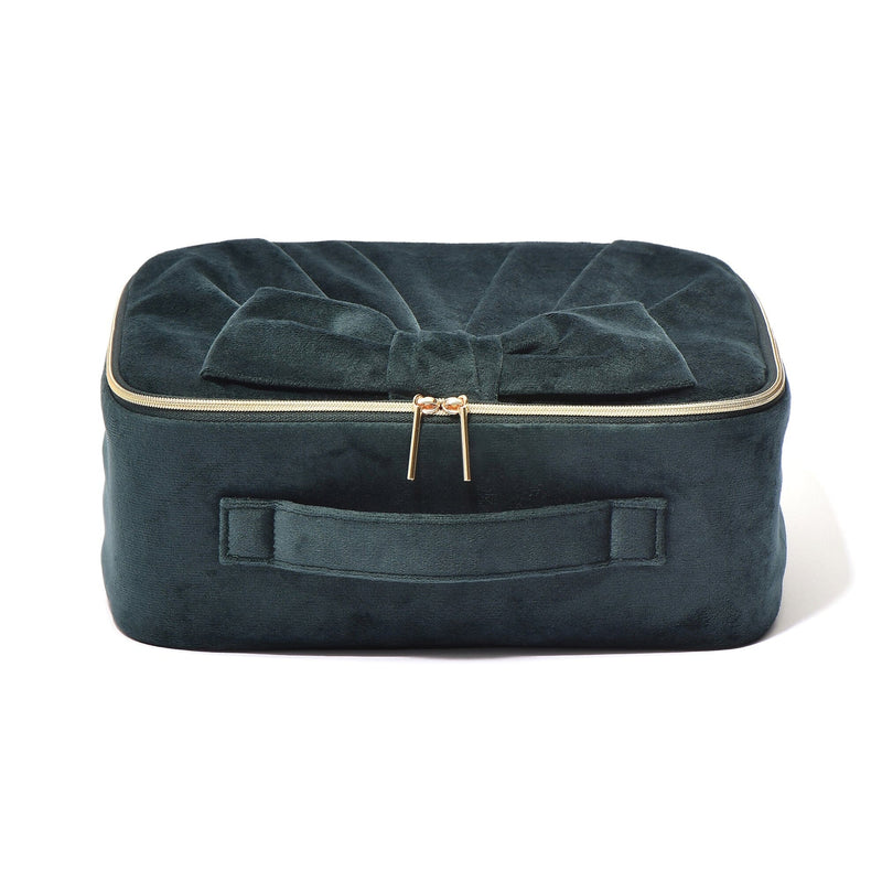 Velour Ribbon Makeup Bag Green