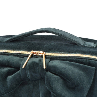 Velour Ribbon Makeup Bag Green