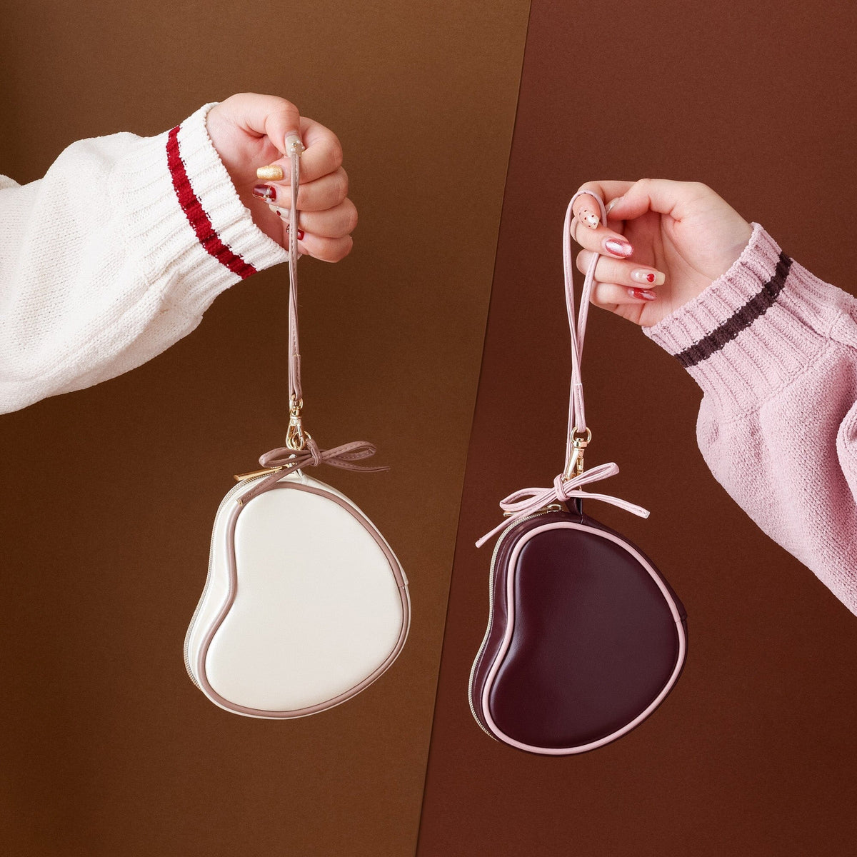 Heart Shaped Mini Pouch Ivory