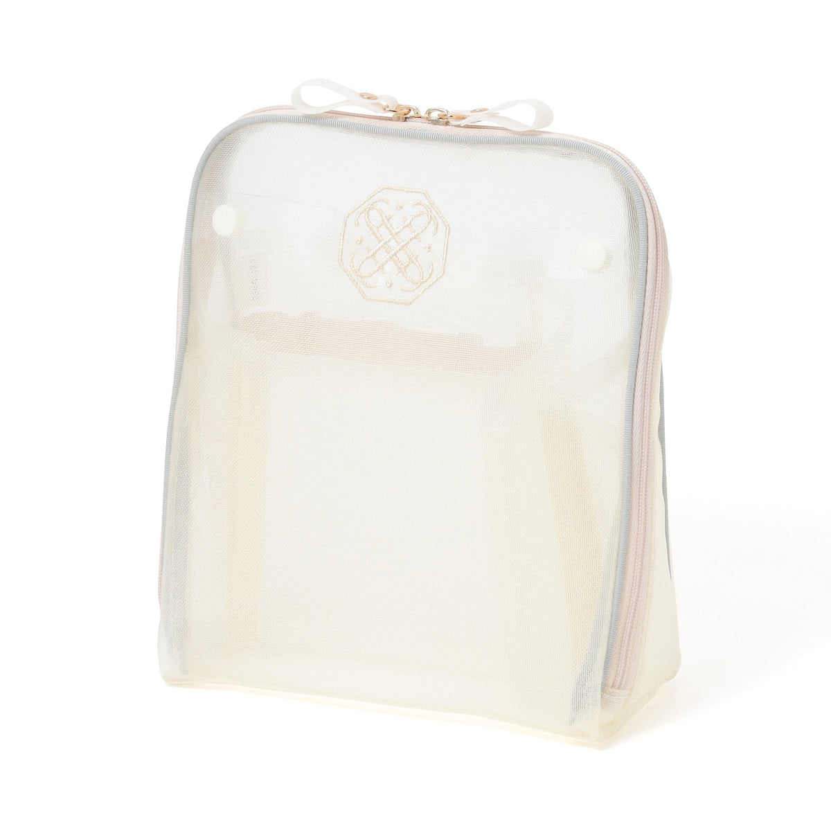 Bicolor Satin Mesh Tool Stand Pouch Mint X Ivory