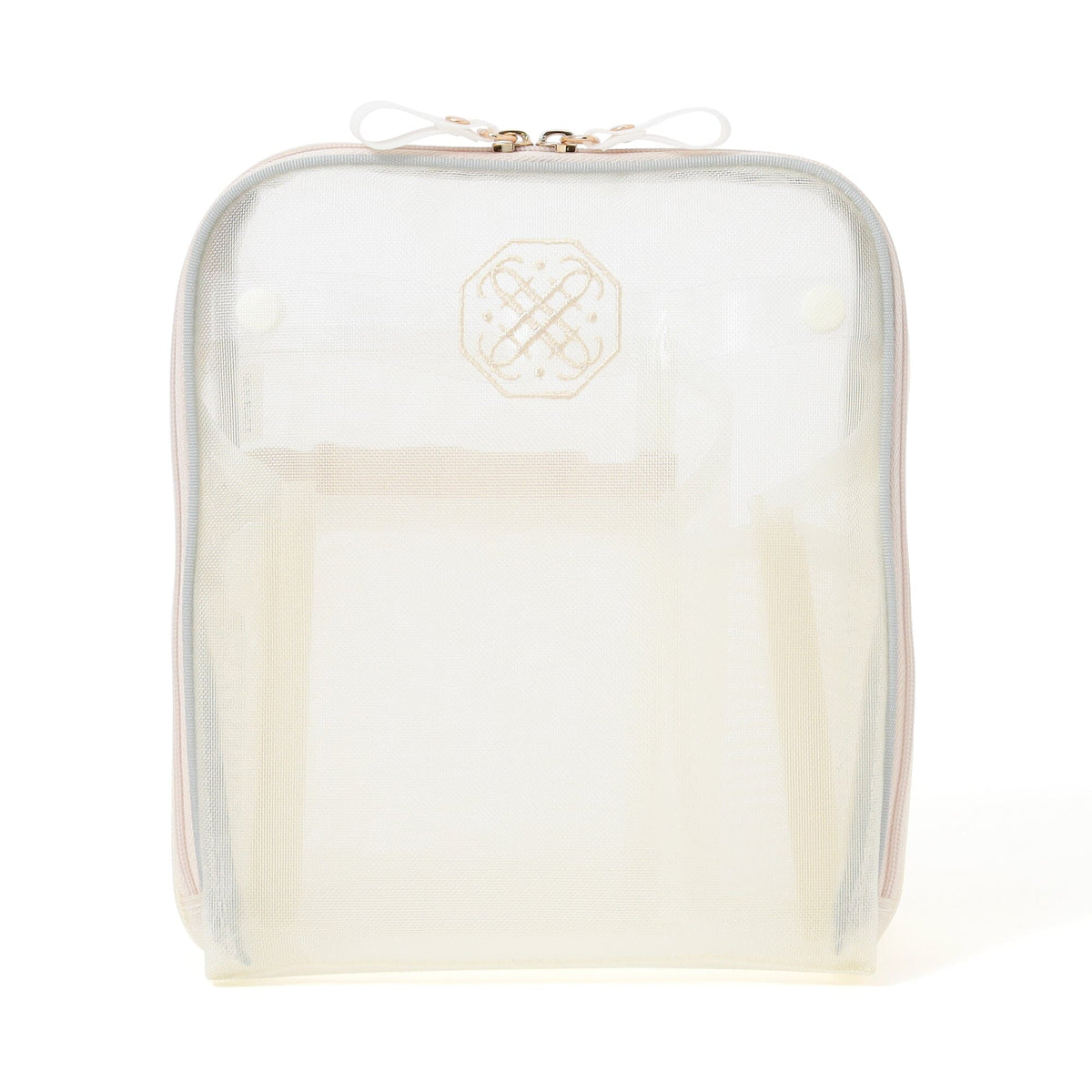 Bicolor Satin Mesh Tool Stand Pouch Mint X Ivory