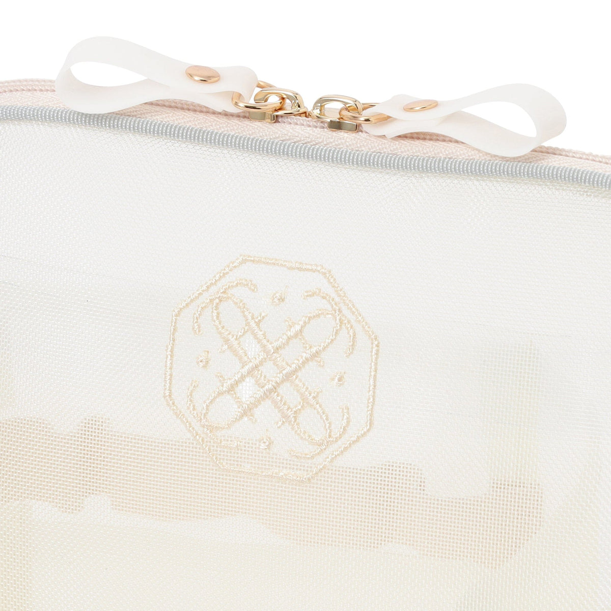 Bicolor Satin Mesh Tool Stand Pouch Mint X Ivory