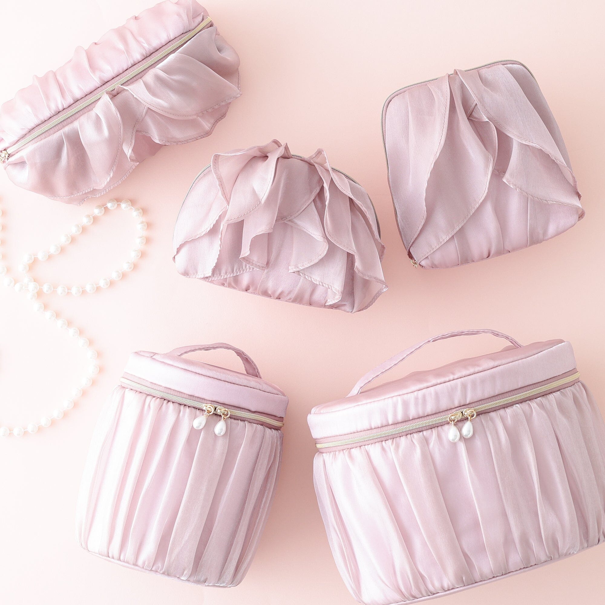 Organdy Flower Wire Pouch Pink