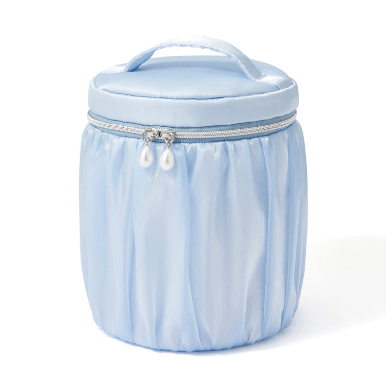 Organdy Flower Vanity Pouch Small Light Blue